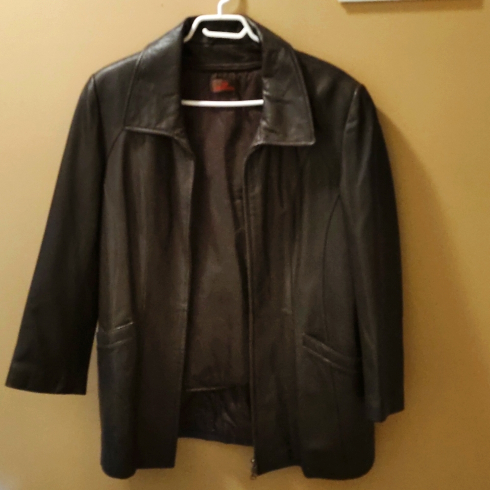 Brown Danier leather coat